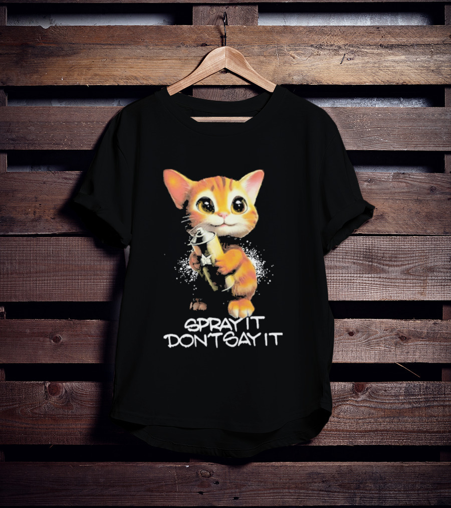 Huf Clothing Spray It Don't Say It Orange Cat With Paintbrush T-Shirt