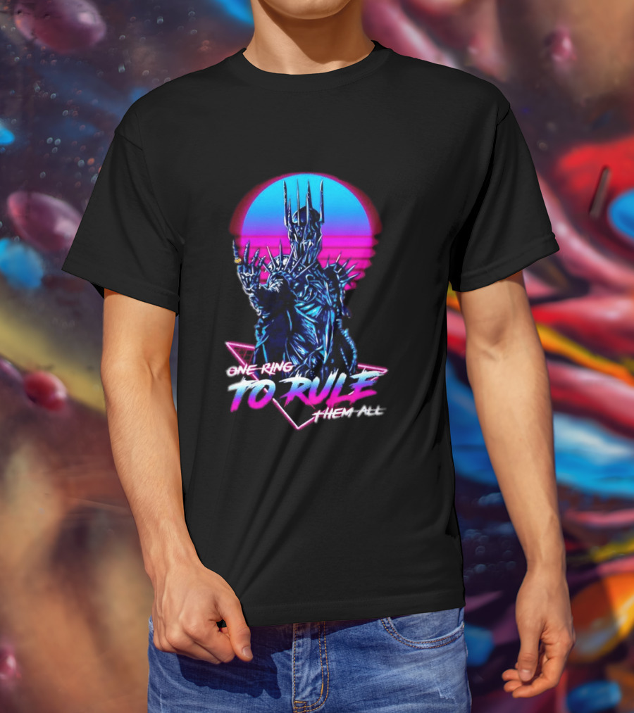 Sauron One Ring To Rule Them All Retro Pink Neon Lord Of The Rings T-Shirt