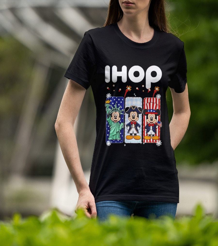 IHOP Mickey Mouse Statue Of Liberty Colonial Patriotic Independence Day T-Shirt
