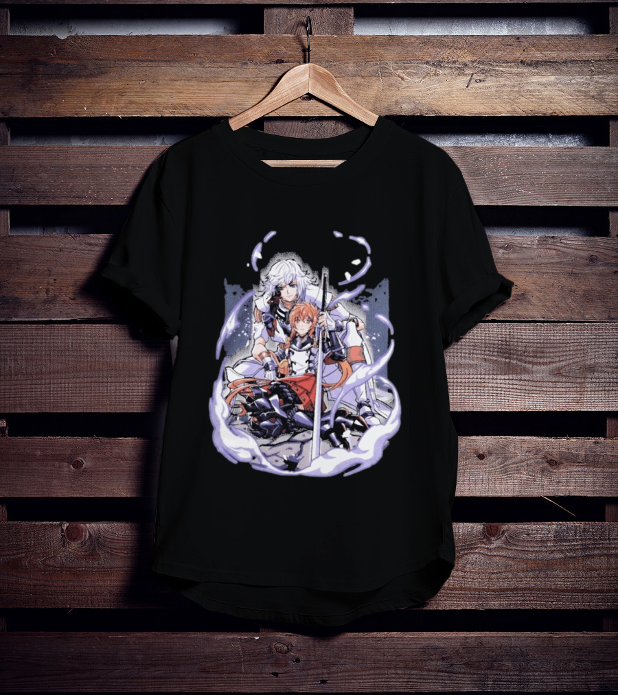 Tragic Couple Heart Anime Fantasy Duo With Sword And Armor T-Shirt
