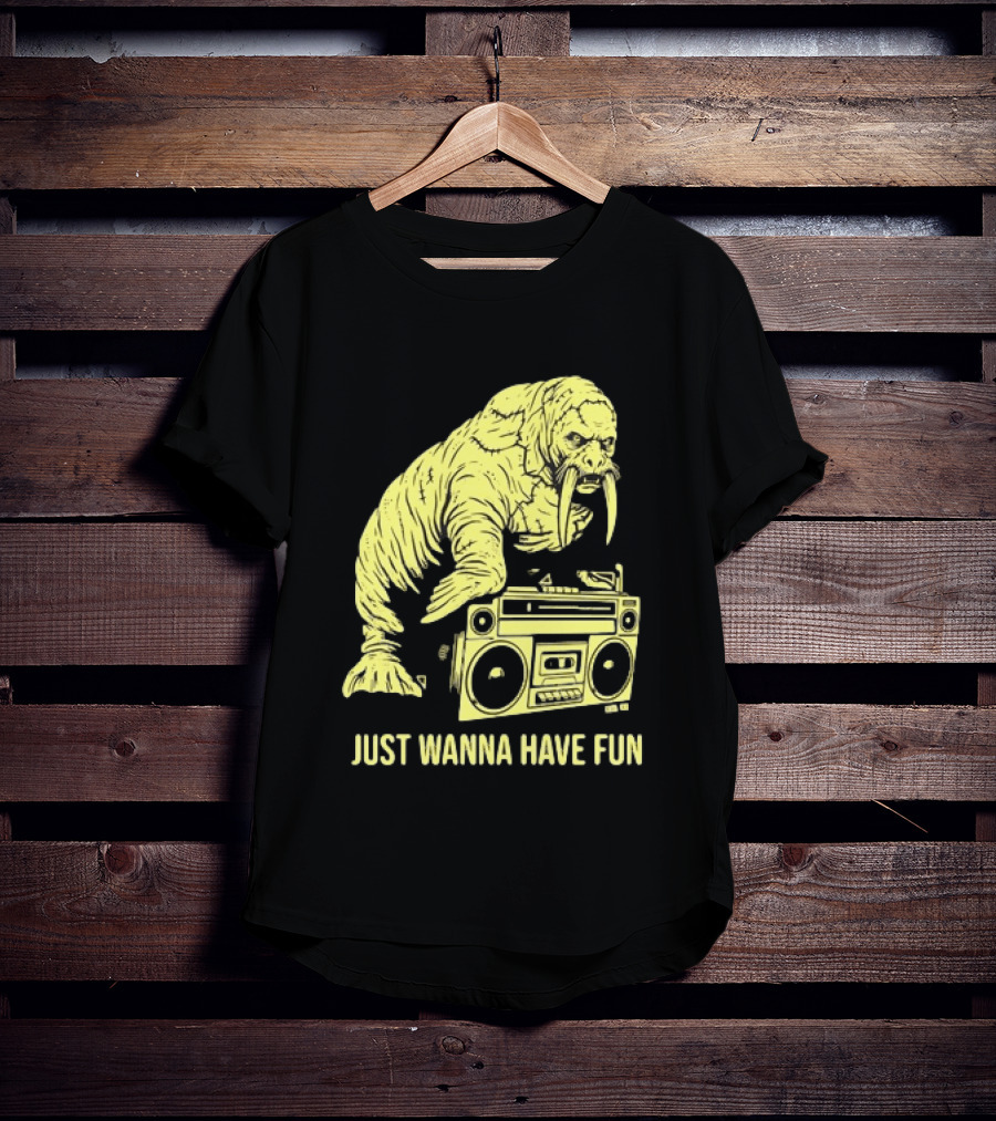 Walrus DJ Just Wanna Have Fun With Boombox T-Shirt