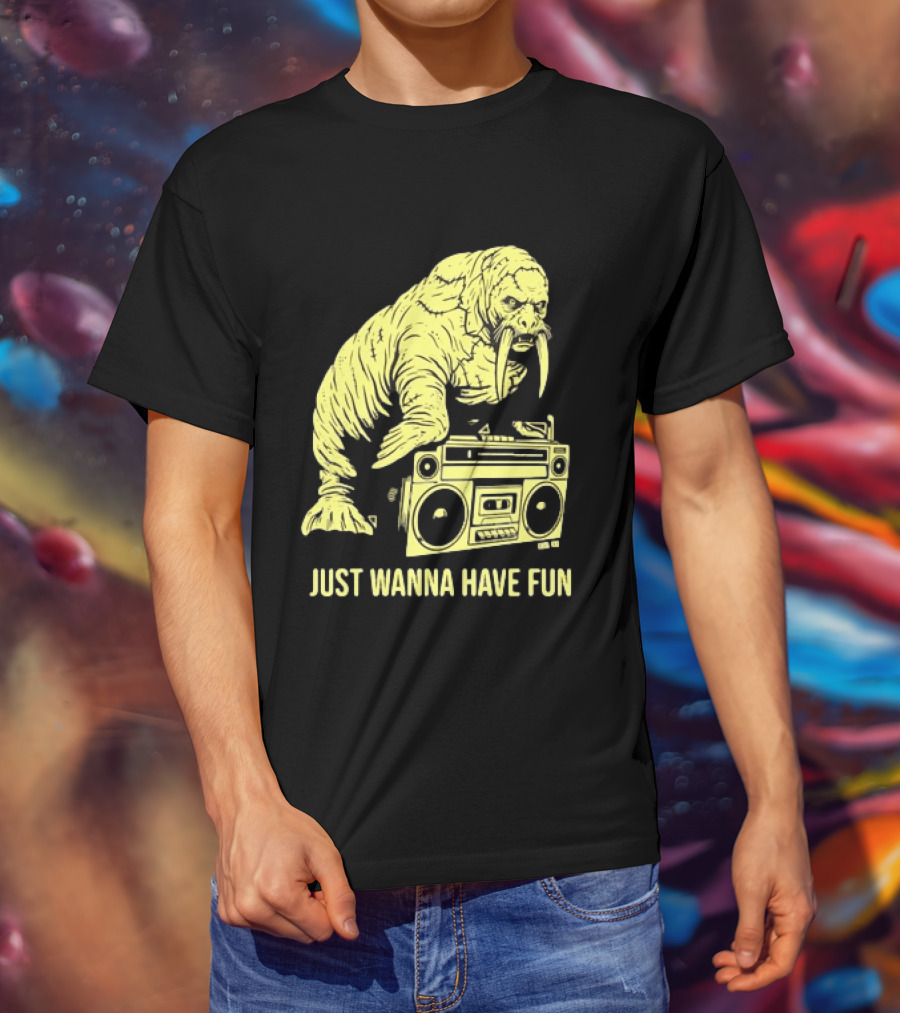 Walrus DJ Just Wanna Have Fun With Boombox T-Shirt
