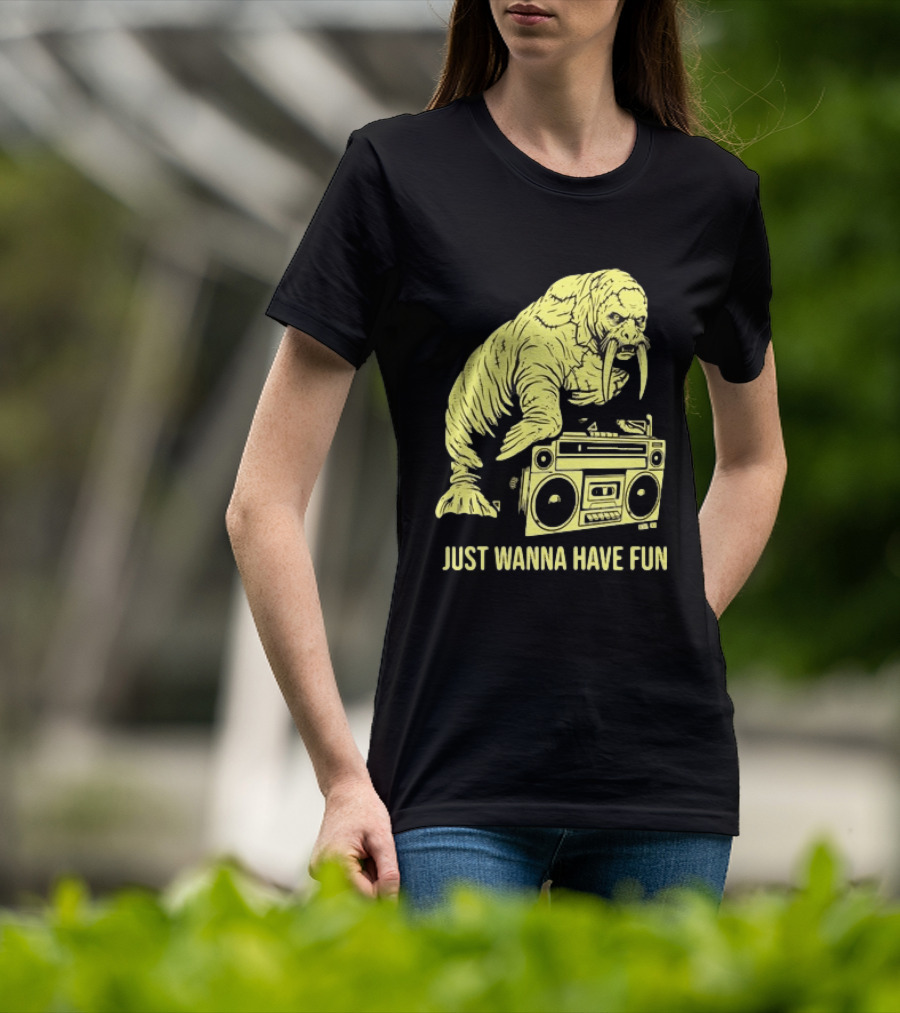 Walrus DJ Just Wanna Have Fun With Boombox T-Shirt