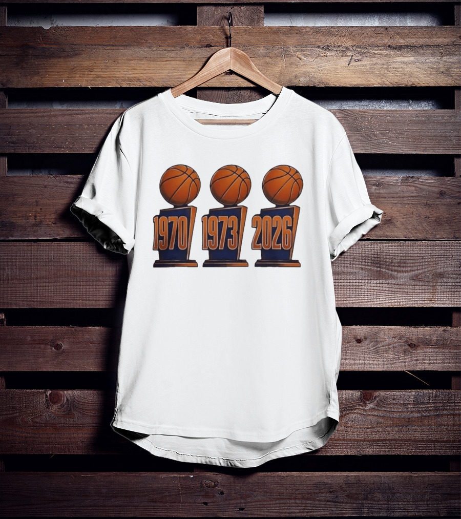 New York Knicks NBA Champions 1970 1973 2026 Basketball Trophy Titles T-Shirt
