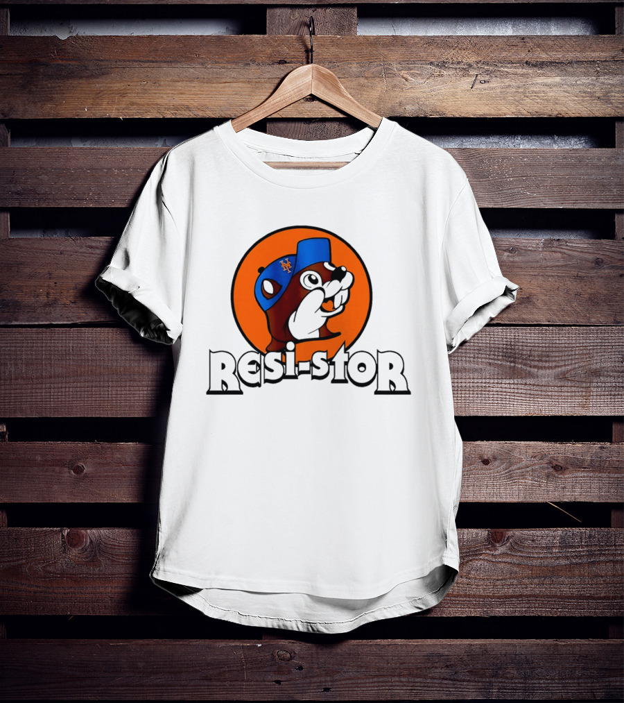 New York Mets Buc Ee's Resi Stor Beaver Blue Cap T-Shirt