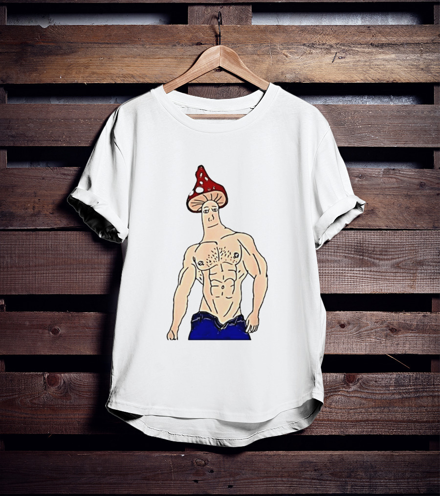 Wojak Shroomjak Buff Gym Meme Mushroom Head T-Shirt