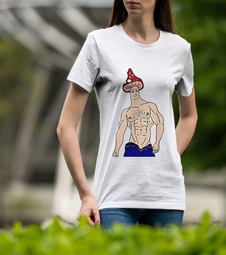 Wojak Shroomjak Buff Gym Meme Mushroom Head T-Shirt