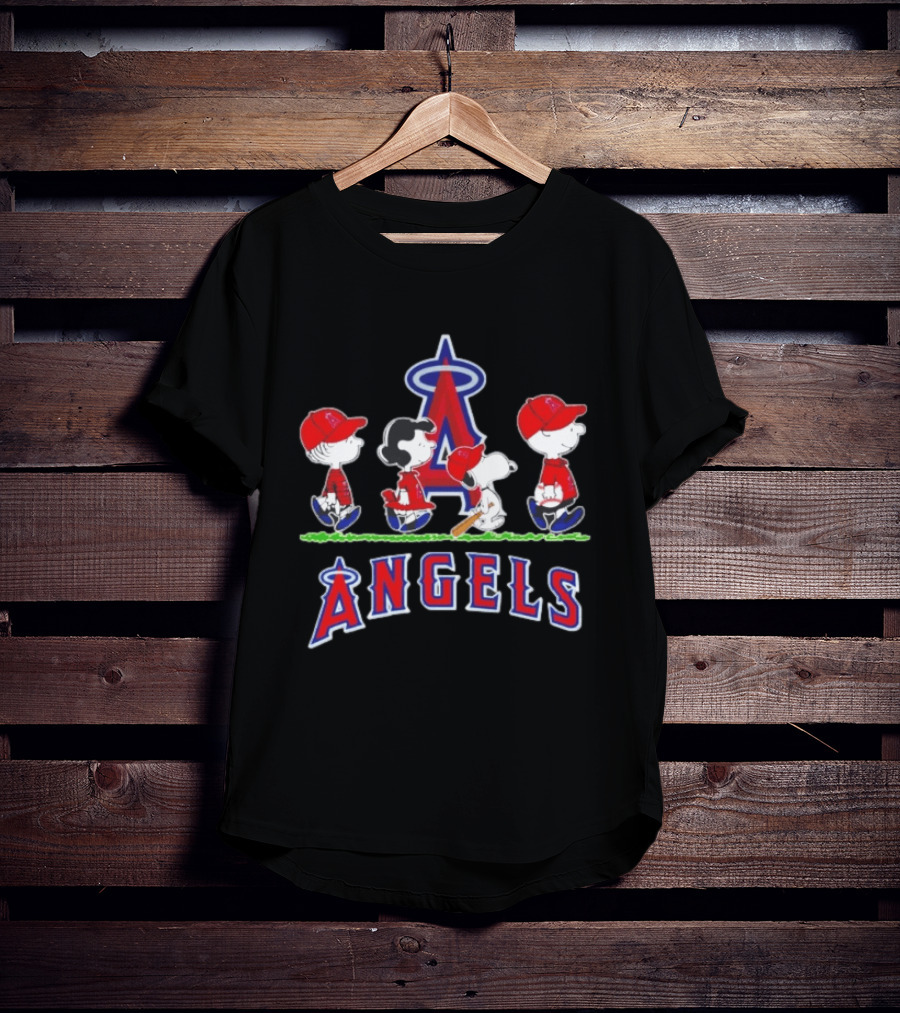 Charlie Brown Lucy Snoopy Peanuts Angels MLB Baseball T-Shirt