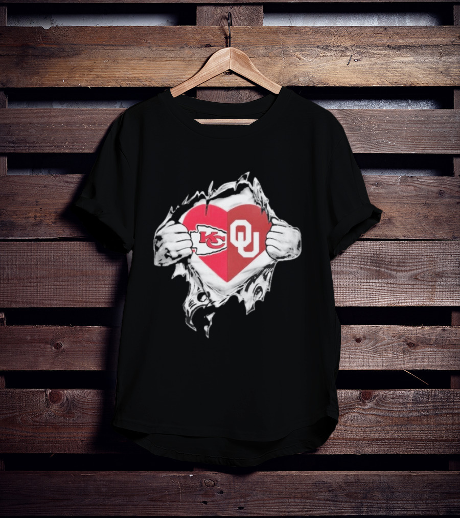 Chiefs X Sooners It's In My Heart Kansas City Oklahoma Football Fan Collaboration T-Shirt