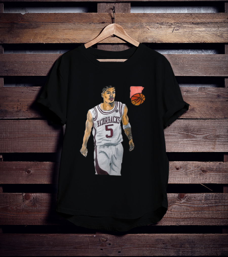 Razorbacks Number 5 Basketball Player Artwork Exclusively D To The A T-Shirt