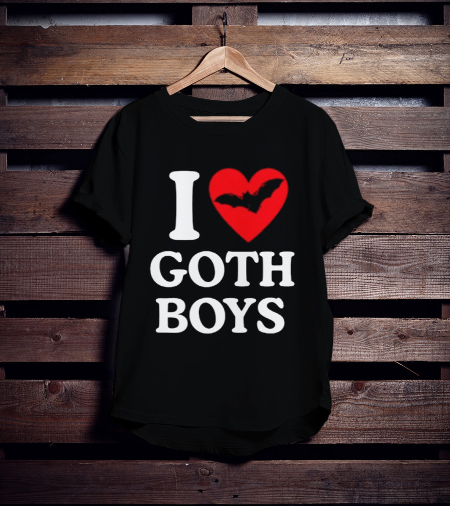 I Love Goth Boys Heart Bat T-Shirt