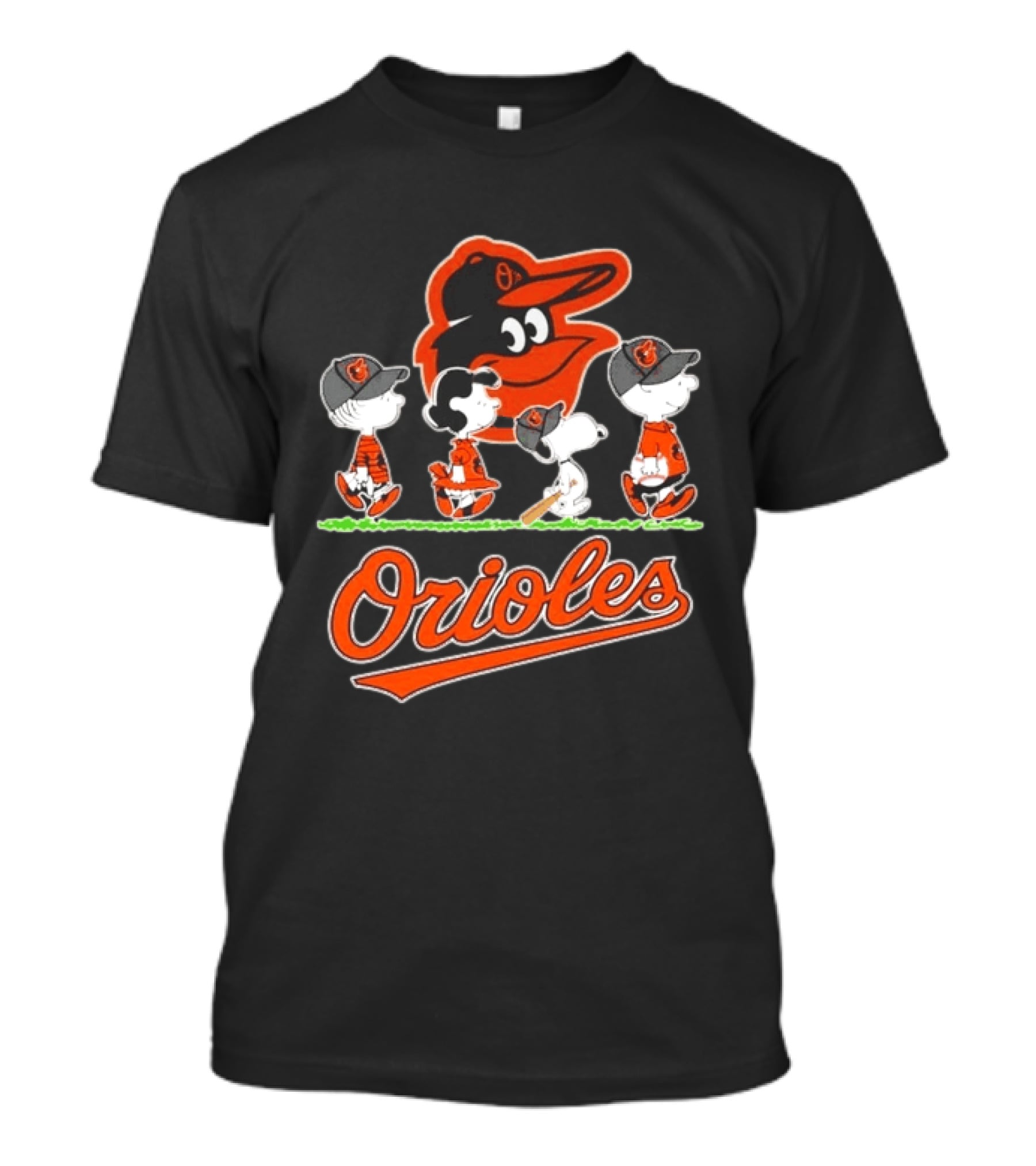 Orioles Peanuts Characters Snoopy Charlie Brown Lucy Baseball T-Shirt