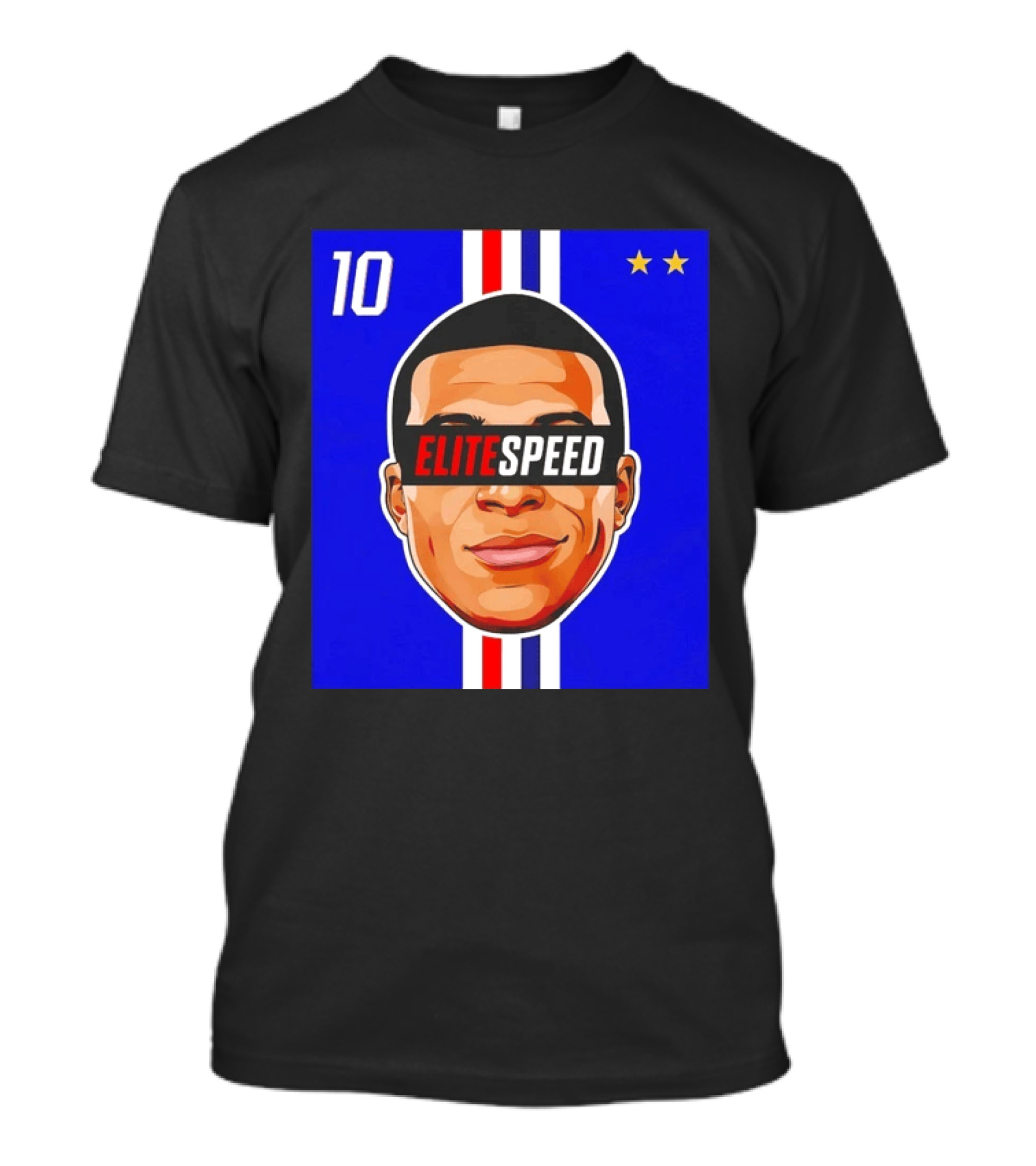 10 Kylian Mbappe Elite Speed France Football Big Head Two Stars T-Shirt
