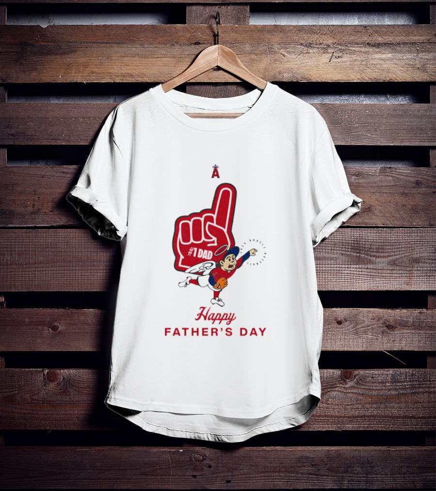 Happy Father's Day 2026 Los Angeles Angels Baseball Fan Foam Finger T-Shirt