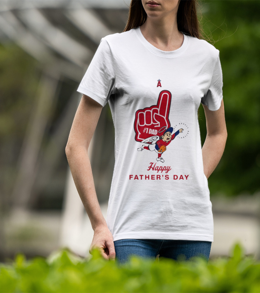 Happy Father's Day 2026 Los Angeles Angels Baseball Fan Foam Finger T-Shirt