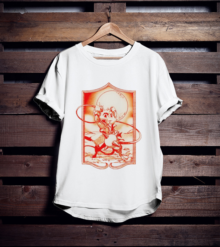 Biker Mice From Mars Throttle Wielding Flail Against Moonlit Backdrop T-Shirt