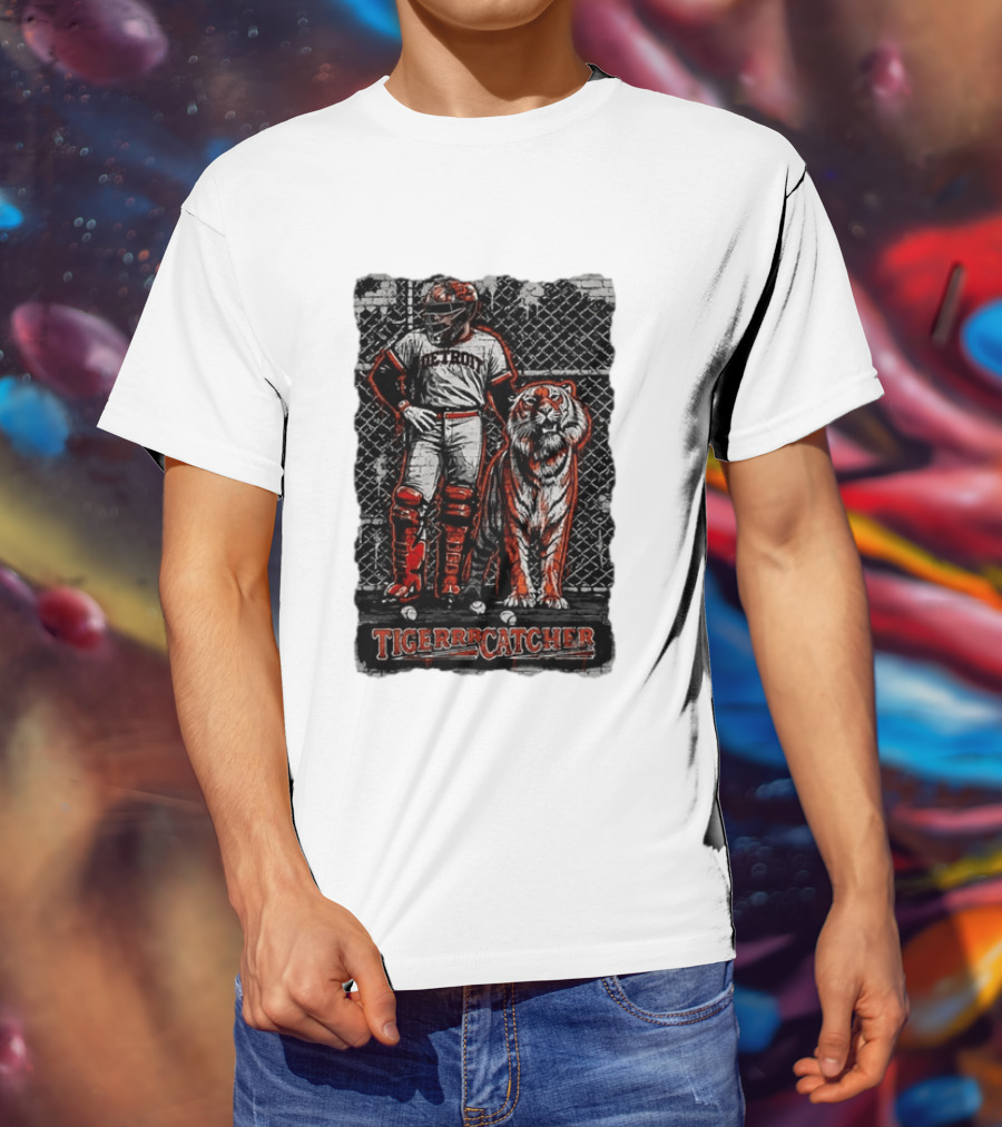 Detroit Tigerrcatcher Baseball Apparel Tiger & Catcher T-Shirt