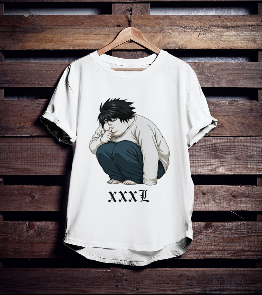 L Lawliet Xxxl Meme Anime Character Sitting Pose T-Shirt