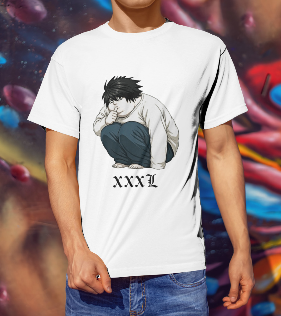 L Lawliet Xxxl Meme Anime Character Sitting Pose T-Shirt