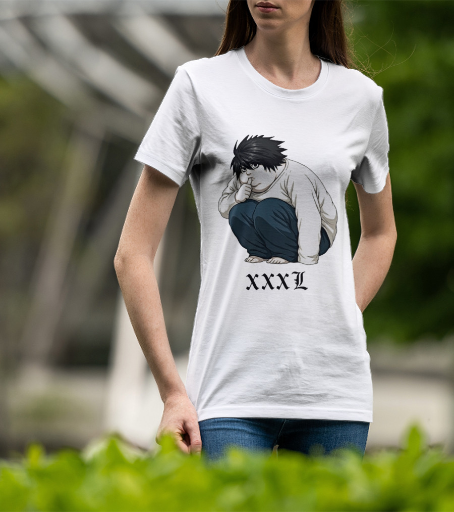 L Lawliet Xxxl Meme Anime Character Sitting Pose T-Shirt