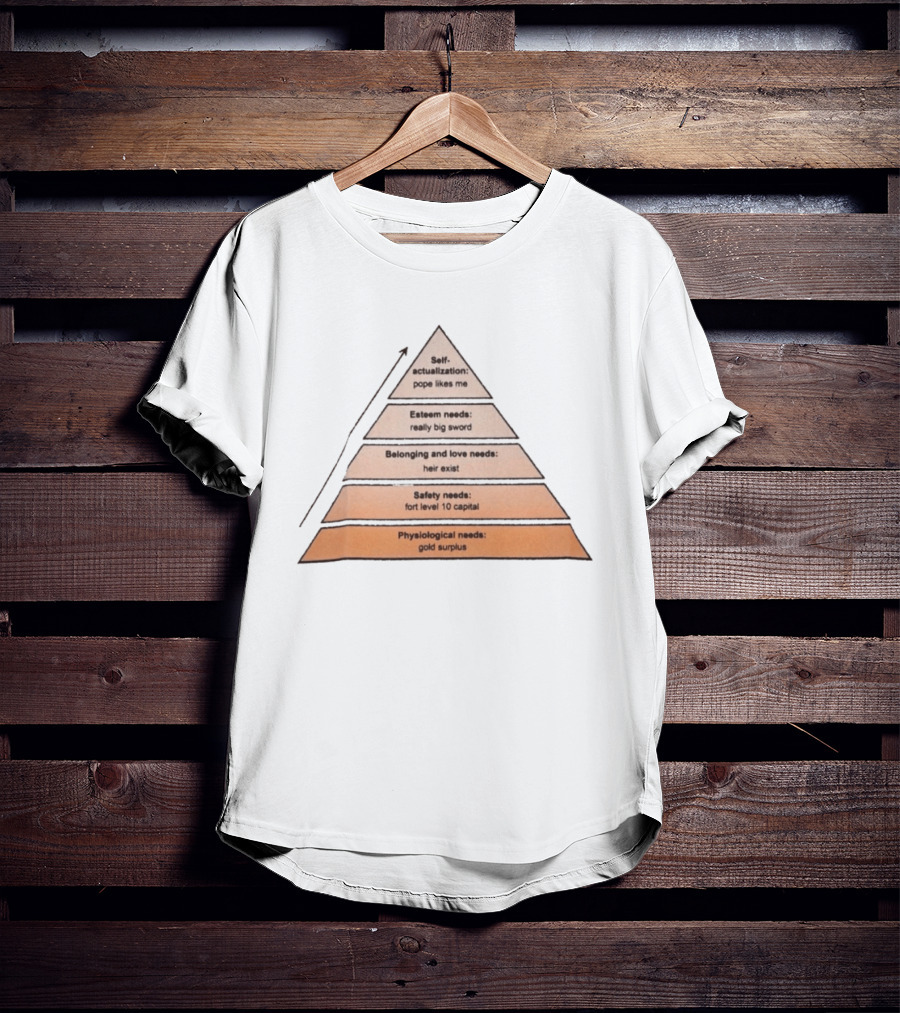 Maslow's Pyramid Parody Crusader Kings III Self Actualization Pope Likes Me Needs T-Shirt