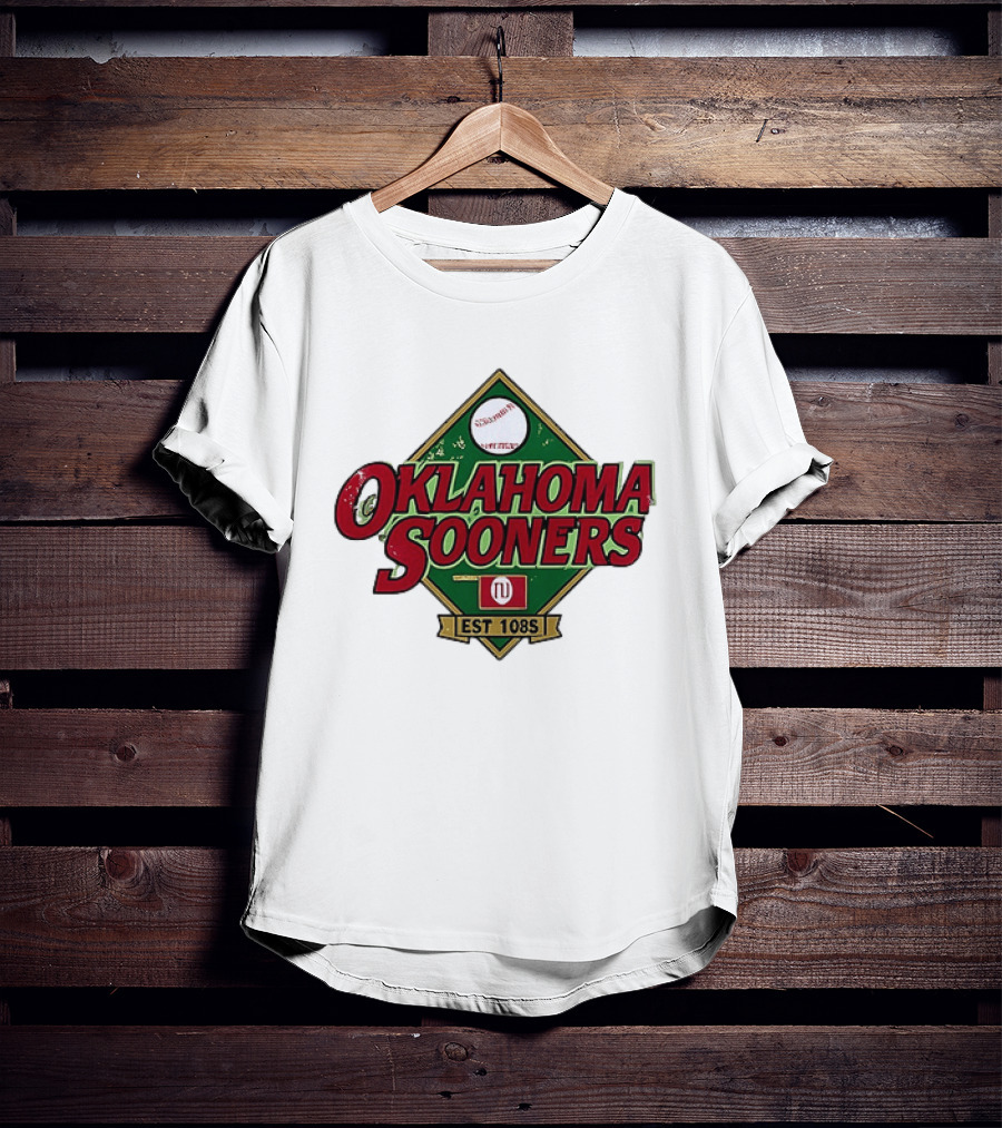 Oklahoma Sooners NCAA Baseball Est 108S Red Green Sports T-Shirt