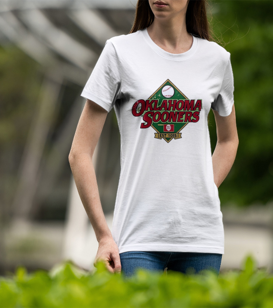 Oklahoma Sooners NCAA Baseball Est 108S Red Green Sports T-Shirt