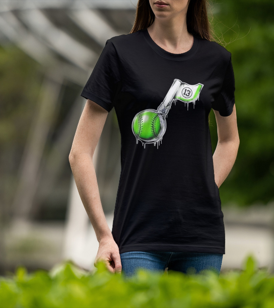 13 Baseball Lollipop Dripping Ice Cream Green Ball T-Shirt