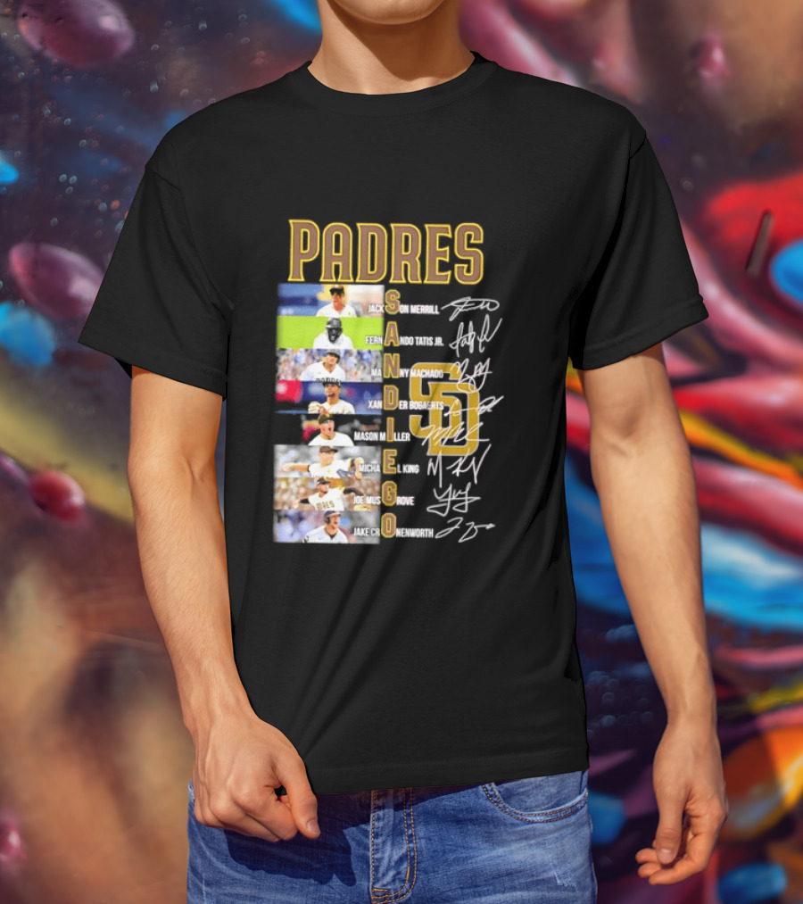 Padres San Diego Jackson Merrill Fernando Tatis Jr Manny Machado MLB Team Logos T-Shirt