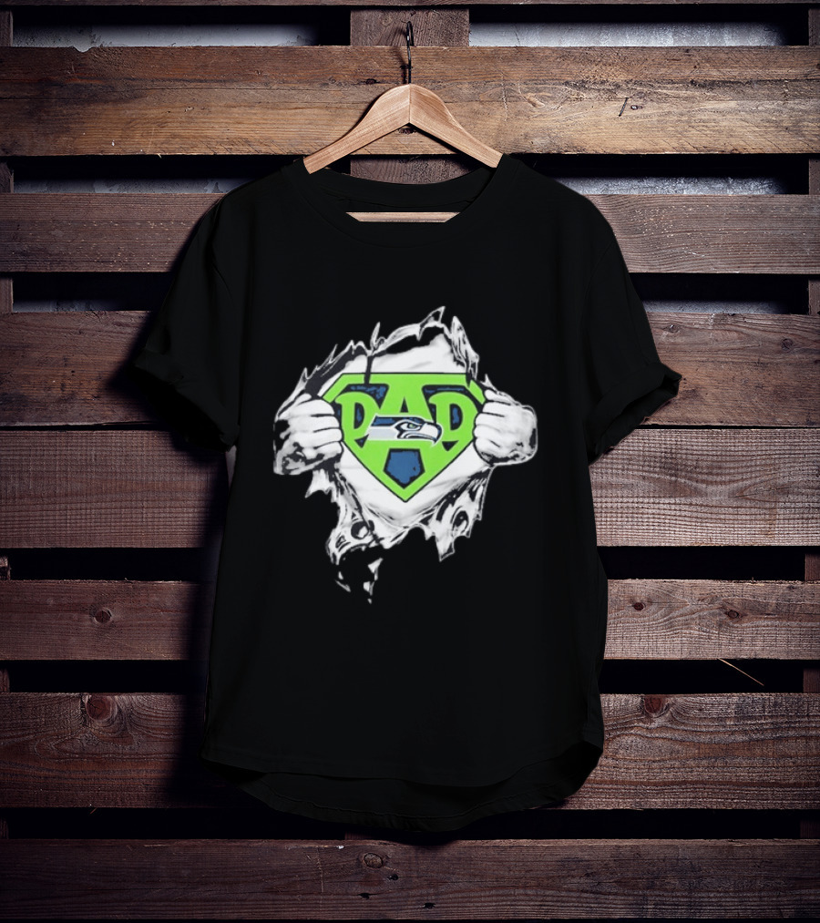 Seattle Seahawks Super Dad Ripped Chest DAD T-Shirt
