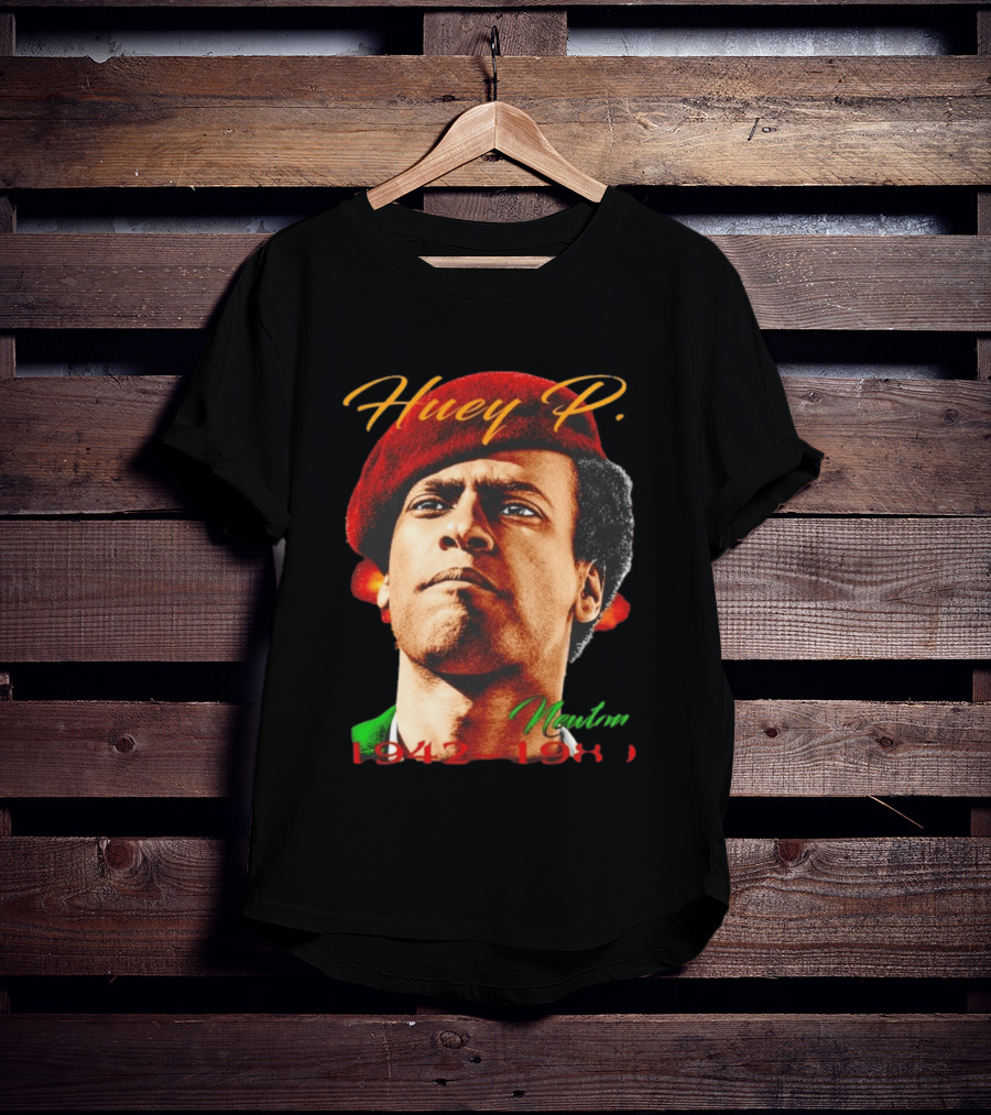 Huey P. Newton 1942 1989 Red Beret Green Jacket T-Shirt