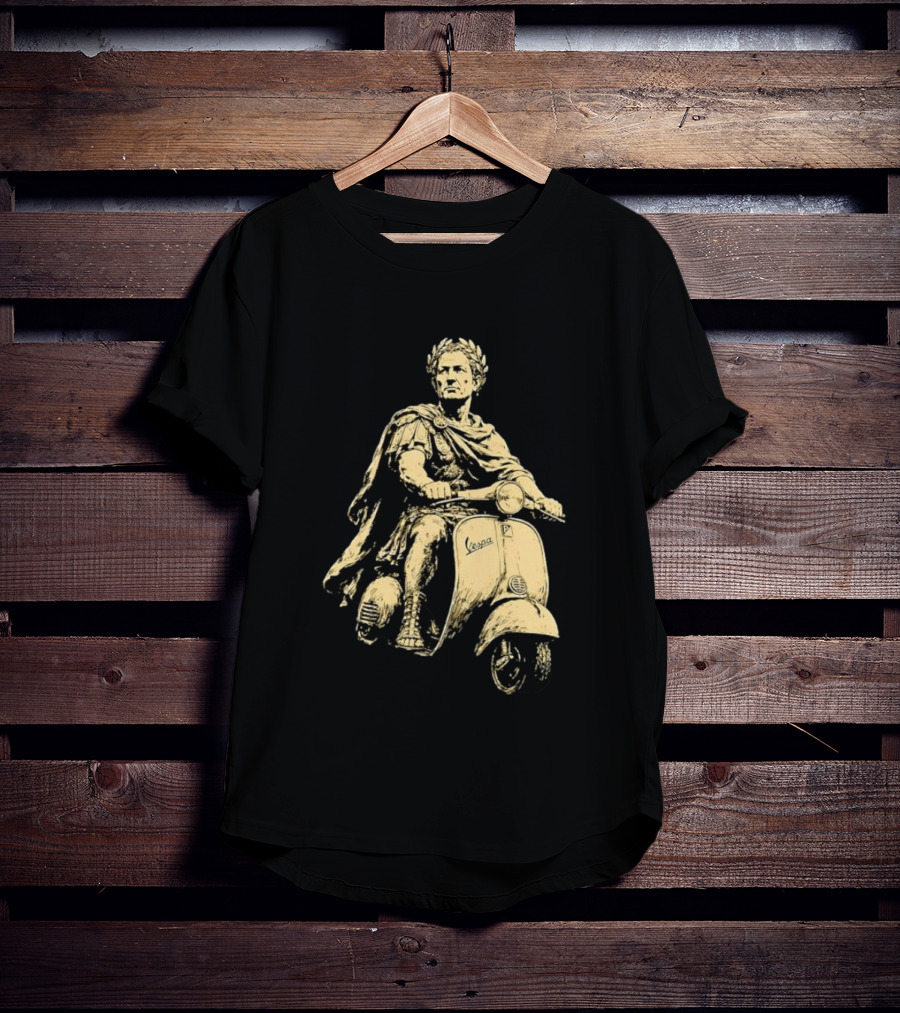 Julius Caesar Vespa Scooter Roman Warrior Motif T-Shirt