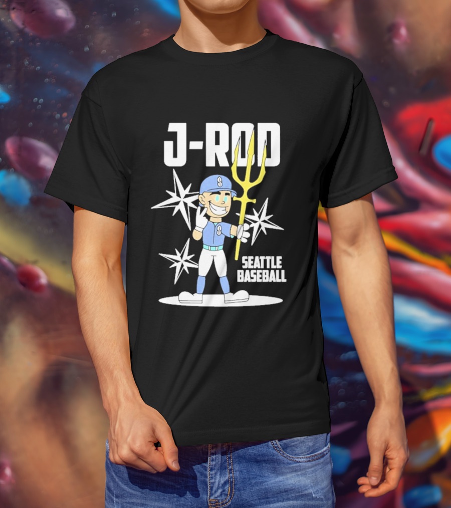J Rod Seattle Baseball Julio Rodríguez Cartoon Trident Stars T-Shirt