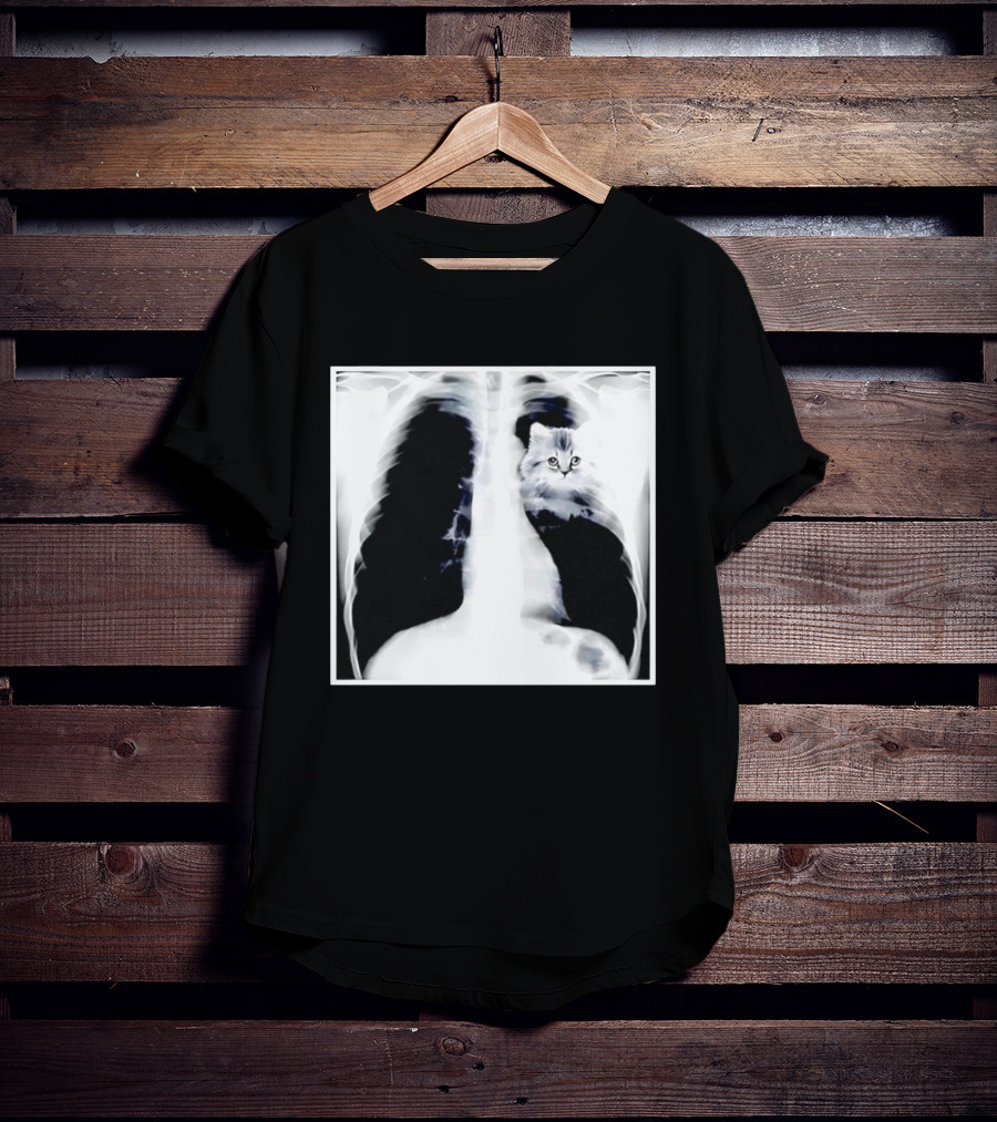 Kitten Chest X Ray Discovery Funny Cat Inside Joke T-Shirt