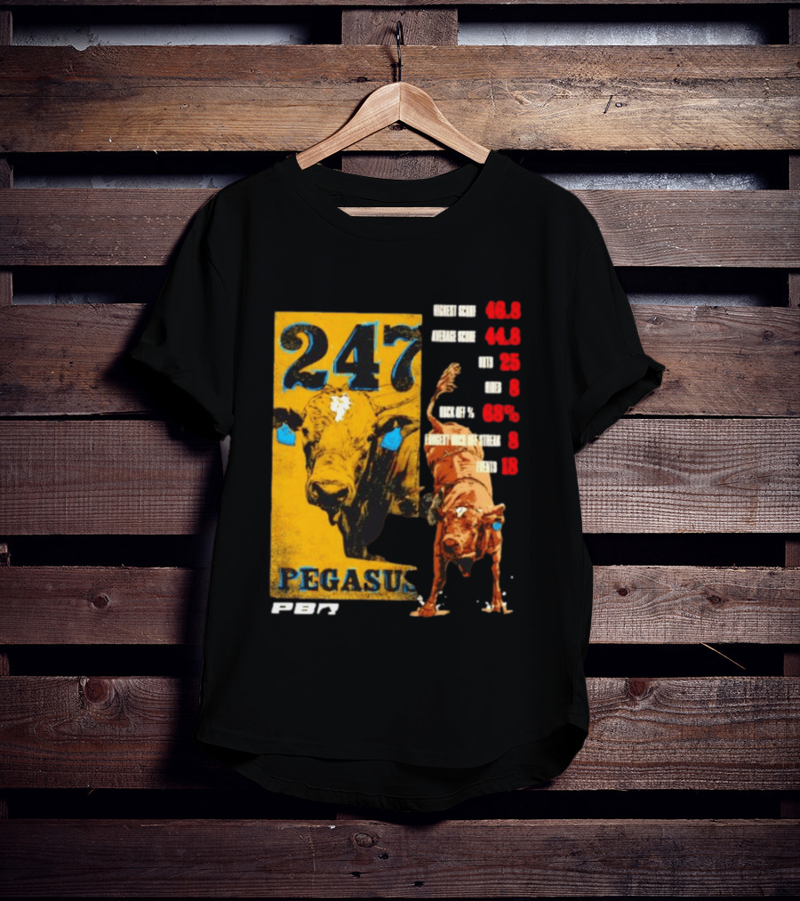 Pegasus 247 PBR Bull Riding Outs Stats Highest Average Score T-Shirt