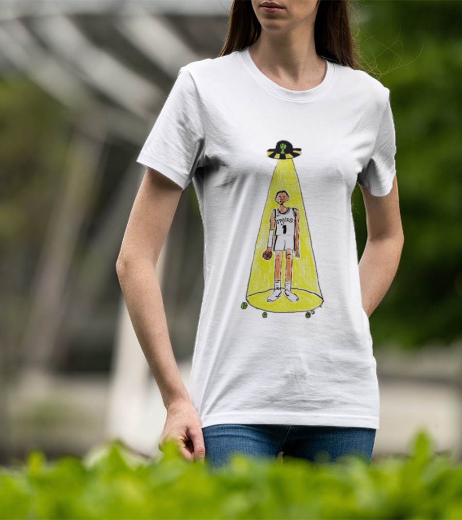 Victor Wembanyama Spurs NBA Out Of This World Alien Abduction Doodle T-Shirt