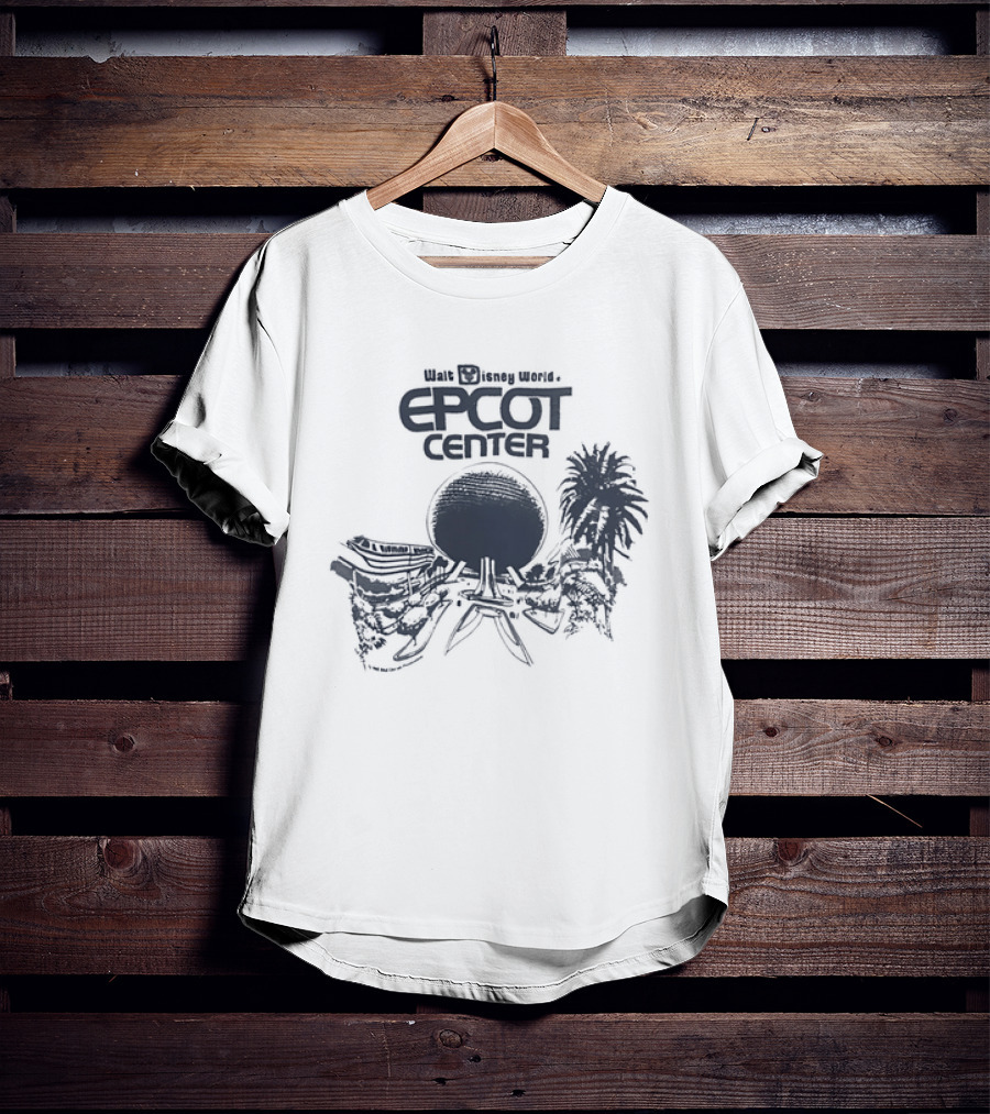 Walt Disney Productions Epcot Center Spaceship Earth And Future World Palm Trees T-Shirt