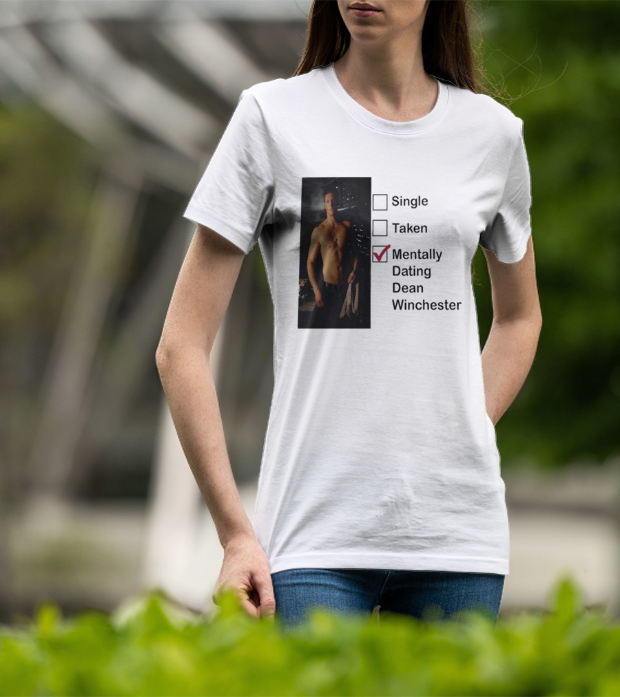 Jensen Ackles Less Mentally Dating Dean Winchester Single Taken Checked T-Shirt