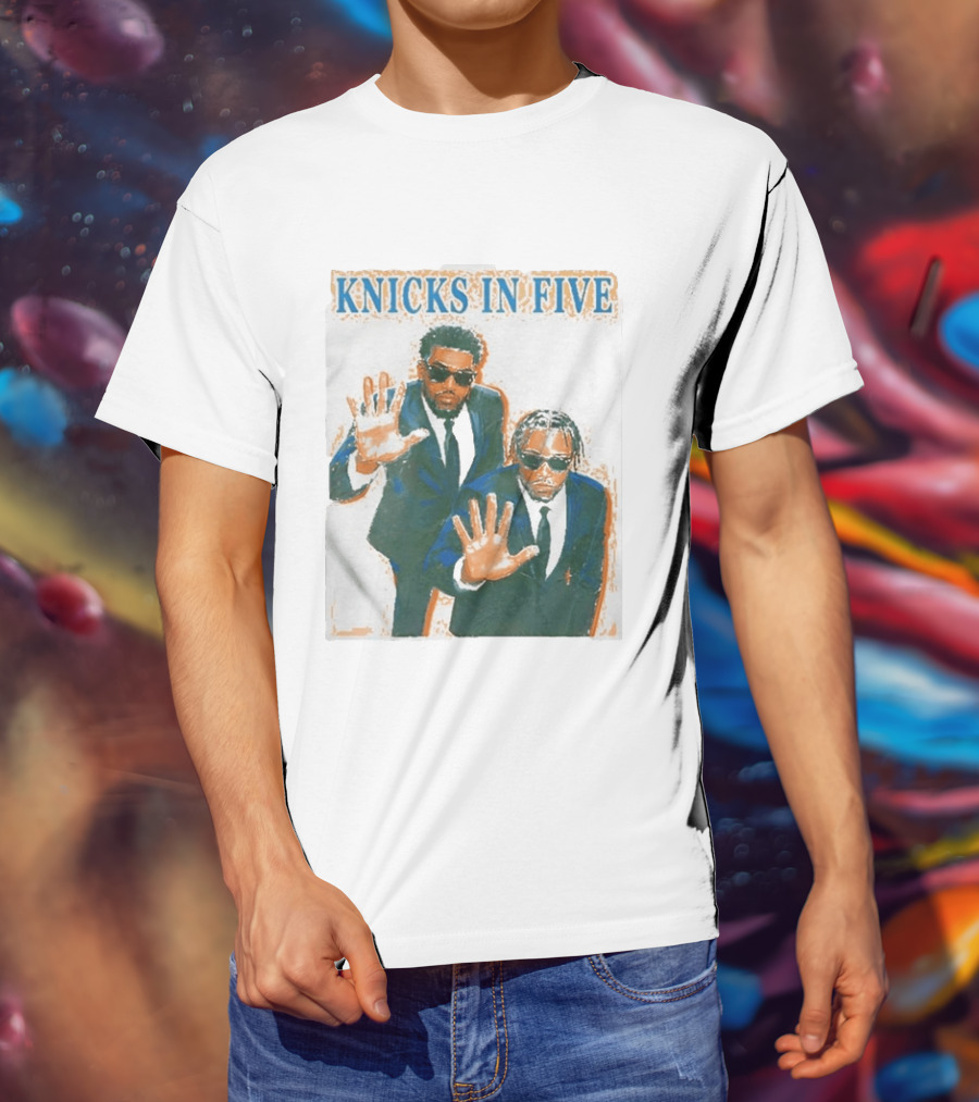 Knicks In Five Mikal Bridges Og Anunoby Players In Suits T-Shirt