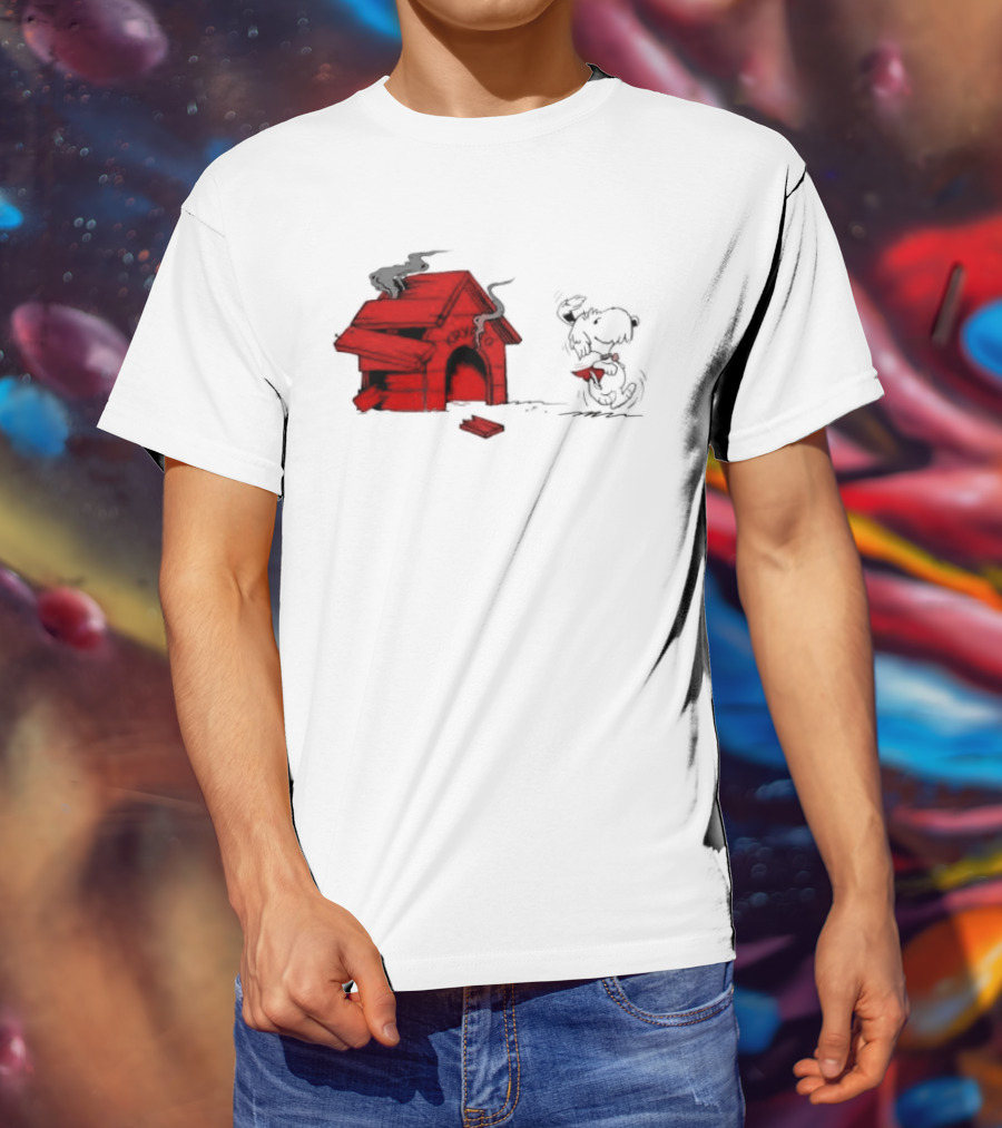 Krypto The Superdog Peanuts Snoopy Comic Book House Destruction Scene T-Shirt
