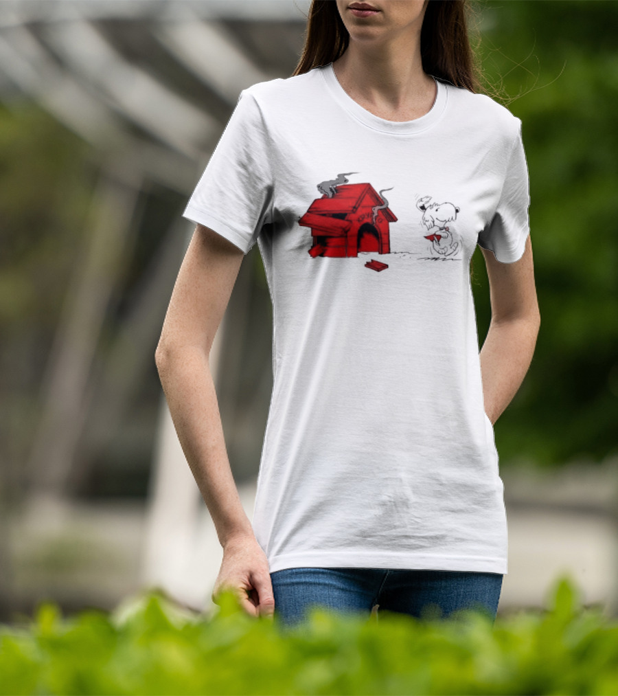 Krypto The Superdog Peanuts Snoopy Comic Book House Destruction Scene T-Shirt