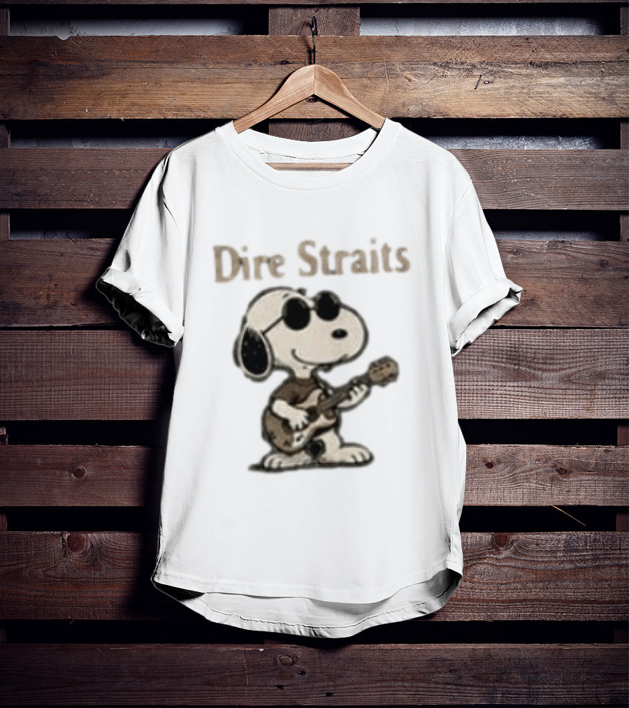 Snoopy Dire Straits Follow The Rhythm Trust The Road Enjoy The Ride Vintage Character Playing Guitar T-Shirt