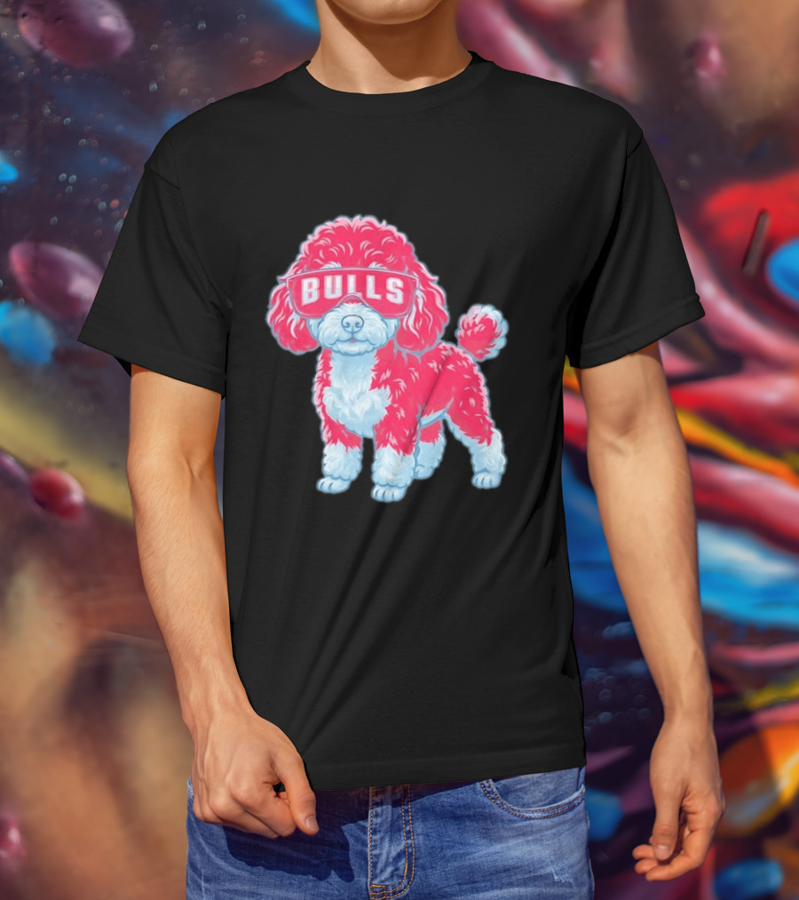 Chicago Bulls Poodle Cartoon Glasses T-Shirt