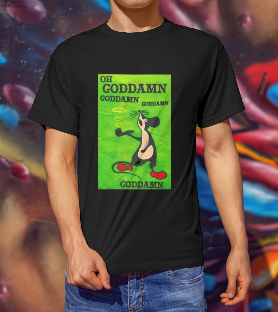 Oh Goddamn Mouse Smoking Pipe Humorous Phrase T-Shirt