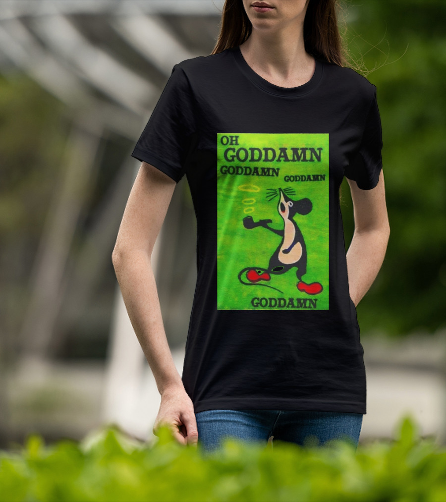 Oh Goddamn Mouse Smoking Pipe Humorous Phrase T-Shirt