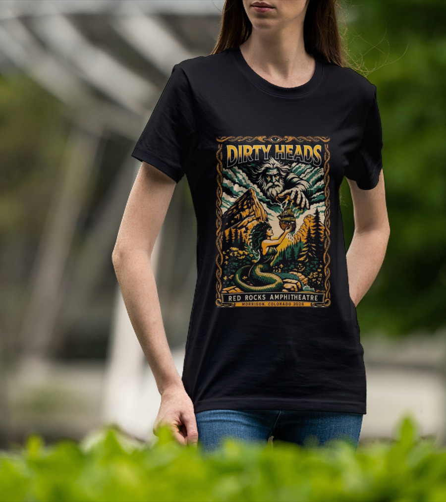 Dirty Heads Red Rocks Amphitheatre Morrison Colorado 2026 Mythical Mermaid And Mountains T-Shirt
