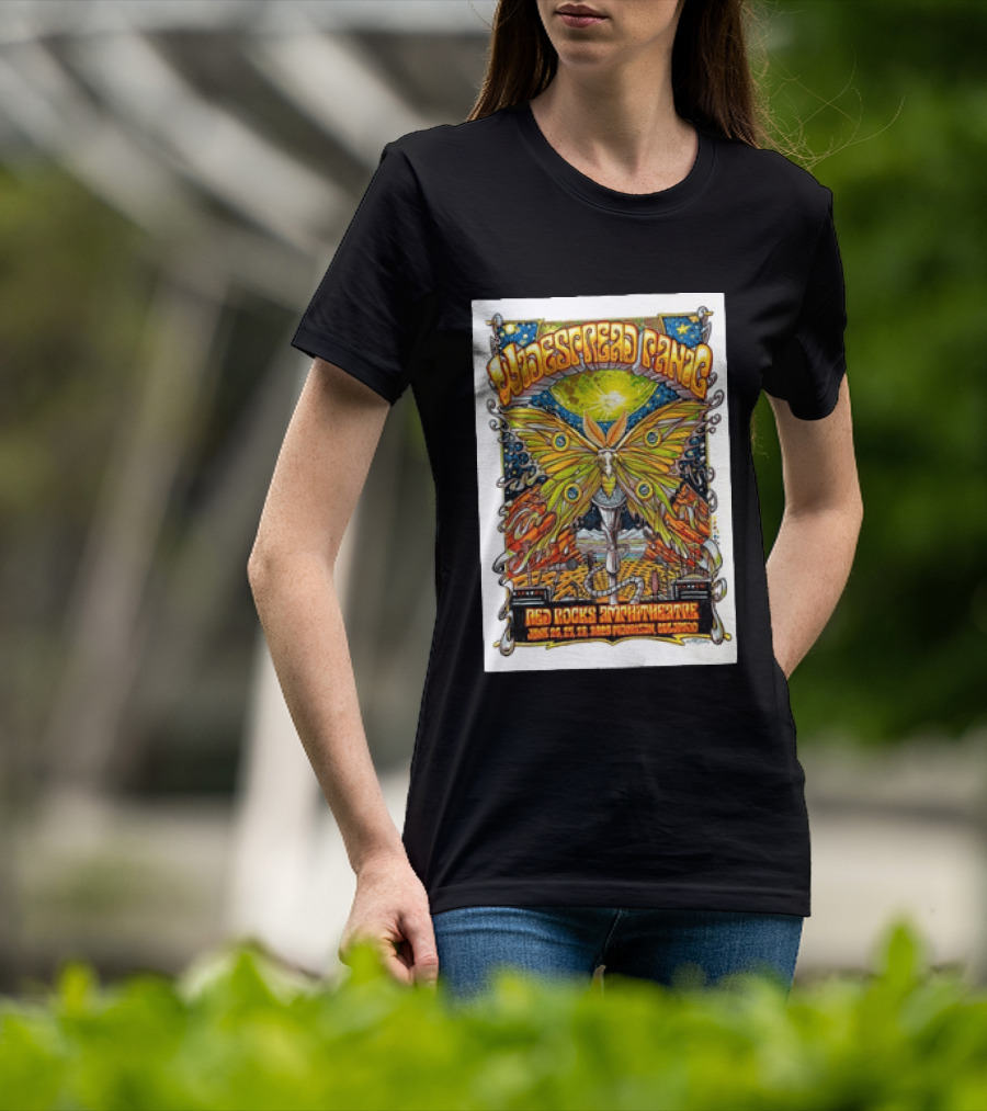Widespread Panic June 26 28 2026 Red Rocks Amphitheatre Morrison Colorado Moth And Cosmic Sky T-Shirt