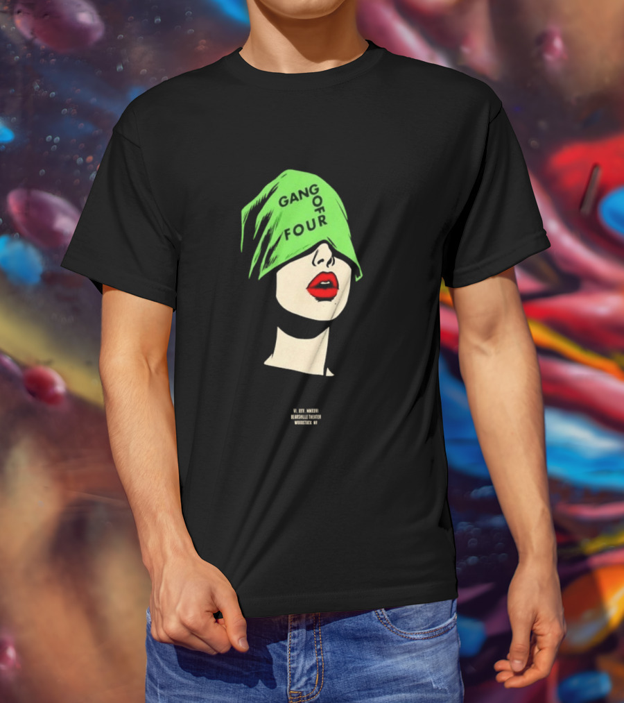 Gang Of Four June 25 2026 Woodstock NY With Green Hat And Red Lips T-Shirt