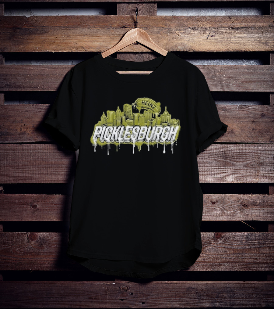 Picklesburgh Pittsburgh Skyline Graffiti With Pickle Balloon T-Shirt