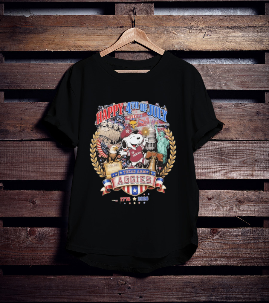 Snoopy Happy 4th Of July Texas A&M Aggies 1776 2026 Celebration T-Shirt